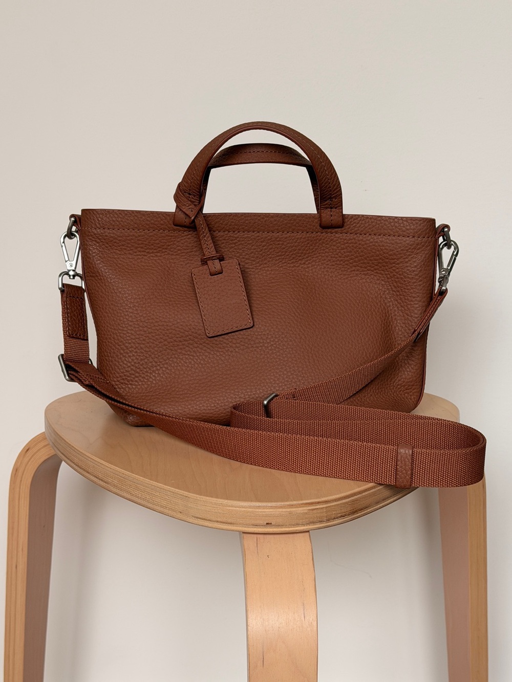 Away Leather Crossbody Bag in Saddle Brown